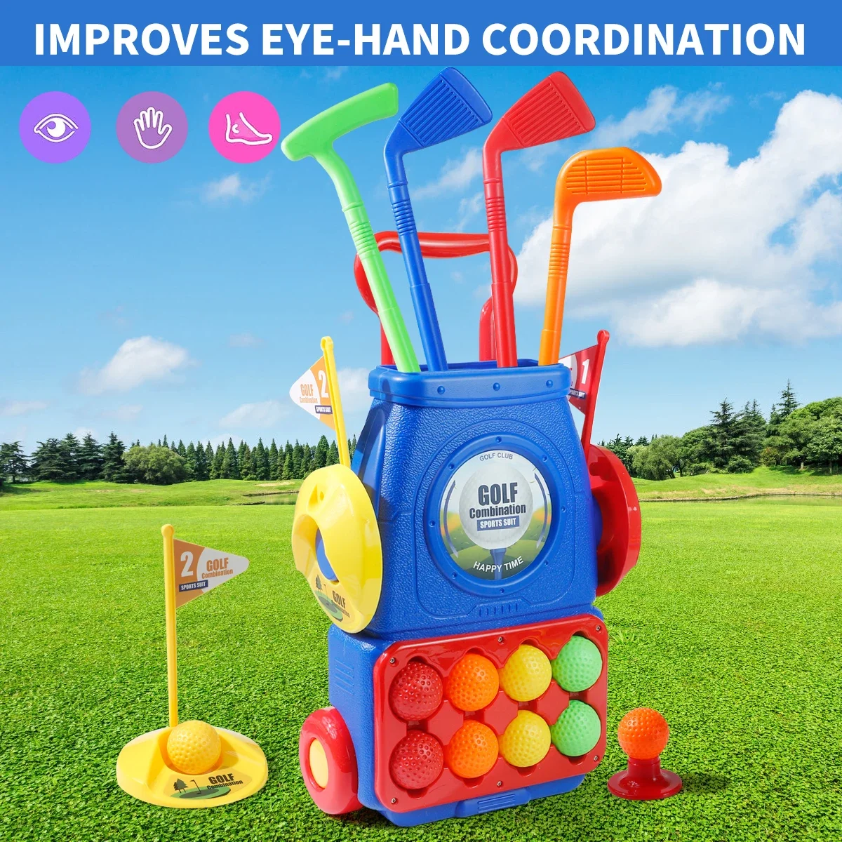 Kids Indoor Outdoor Cart - Детский набор для игры в гольф