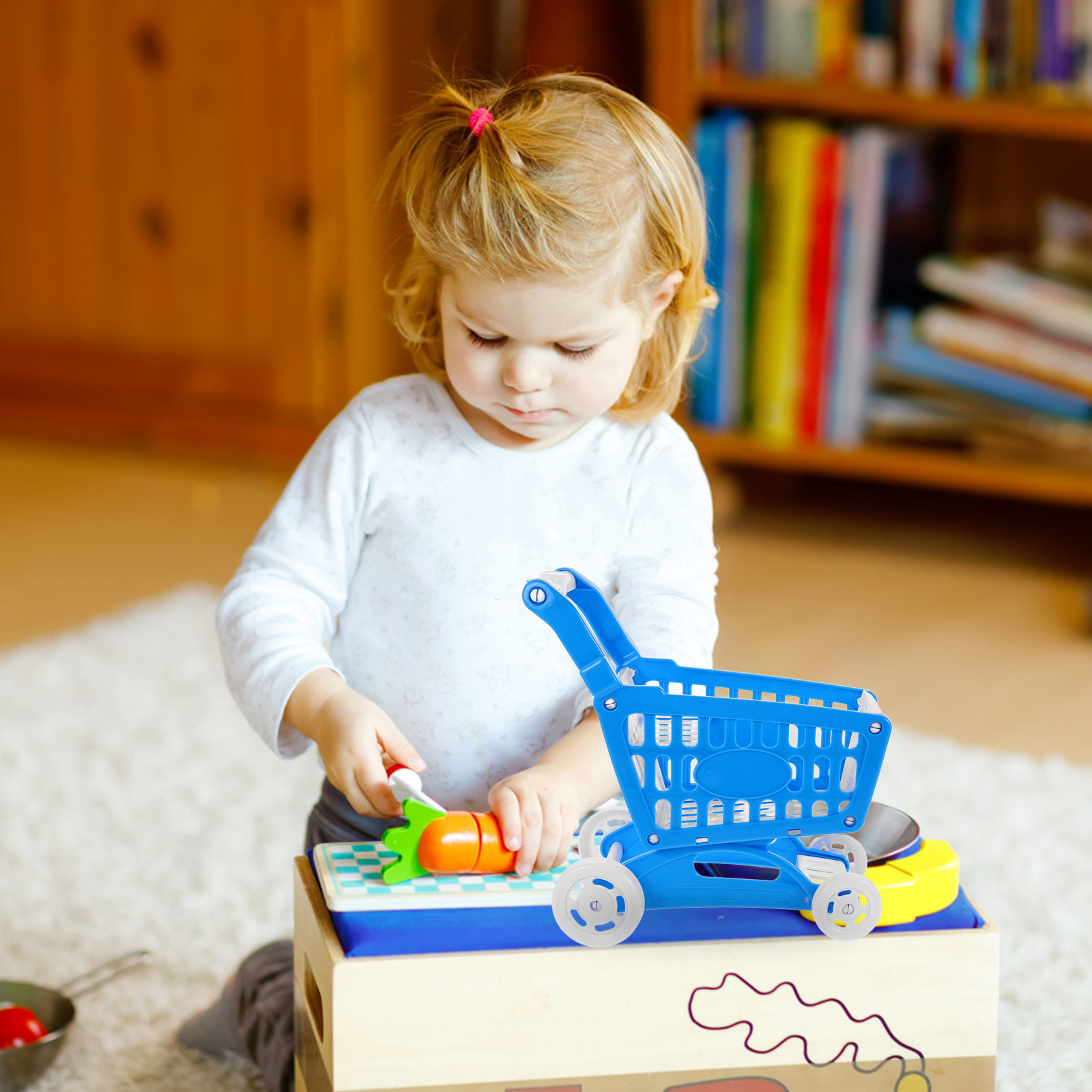Kids Indoor Outdoor Cart - Миниатюрная синяя тележка для покупок, детская