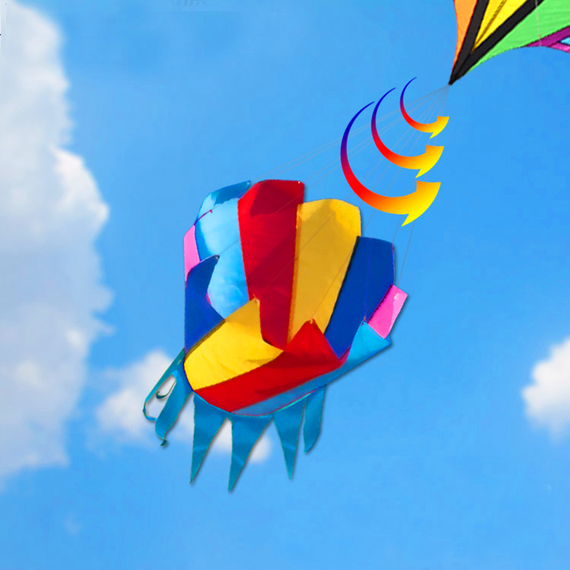 Kite Easy Fly Kids - Большой радужный воздушный змей, нейлоновые ветроуказатели,