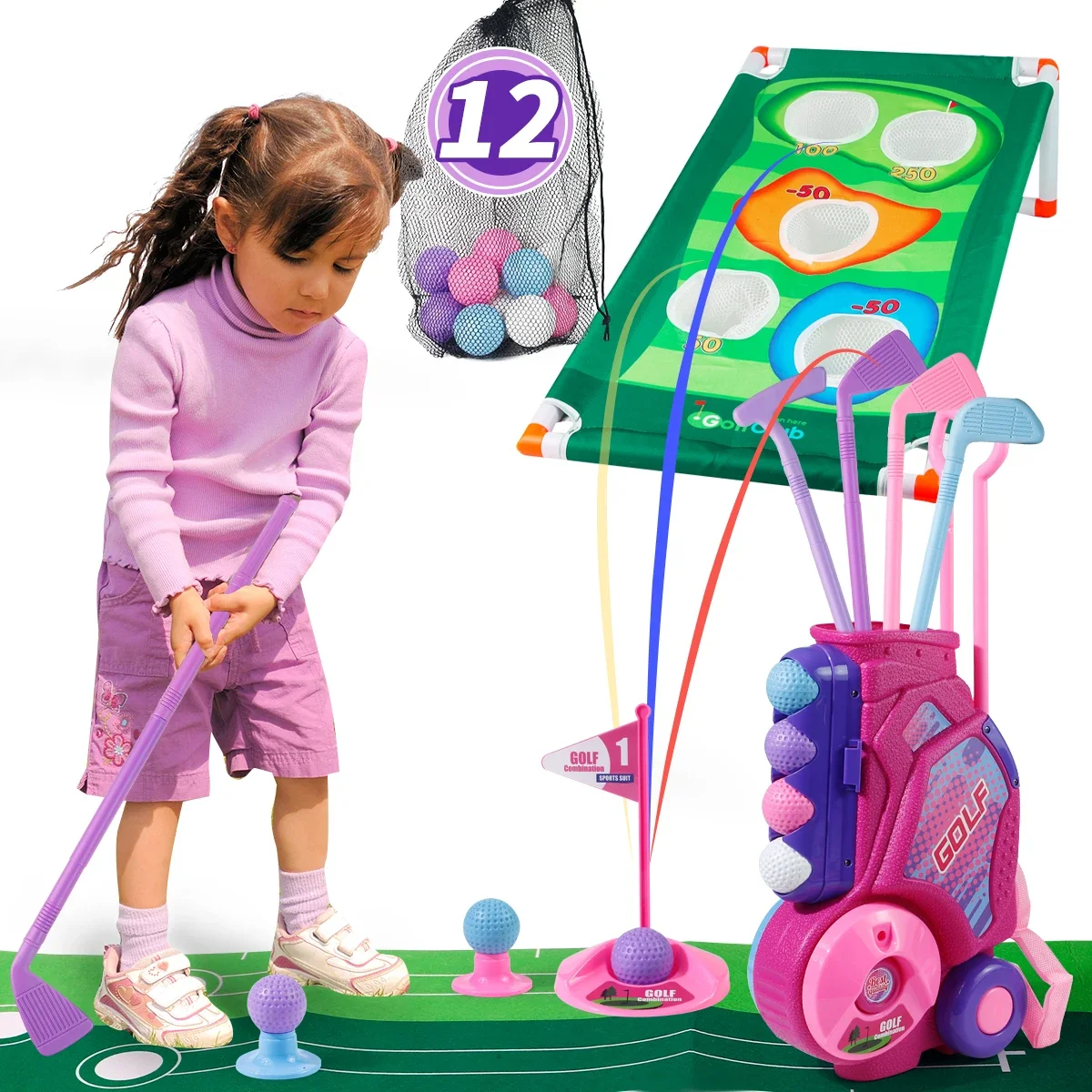 Kids Indoor Outdoor Cart - Набор для гольфа MQUDUO для детей