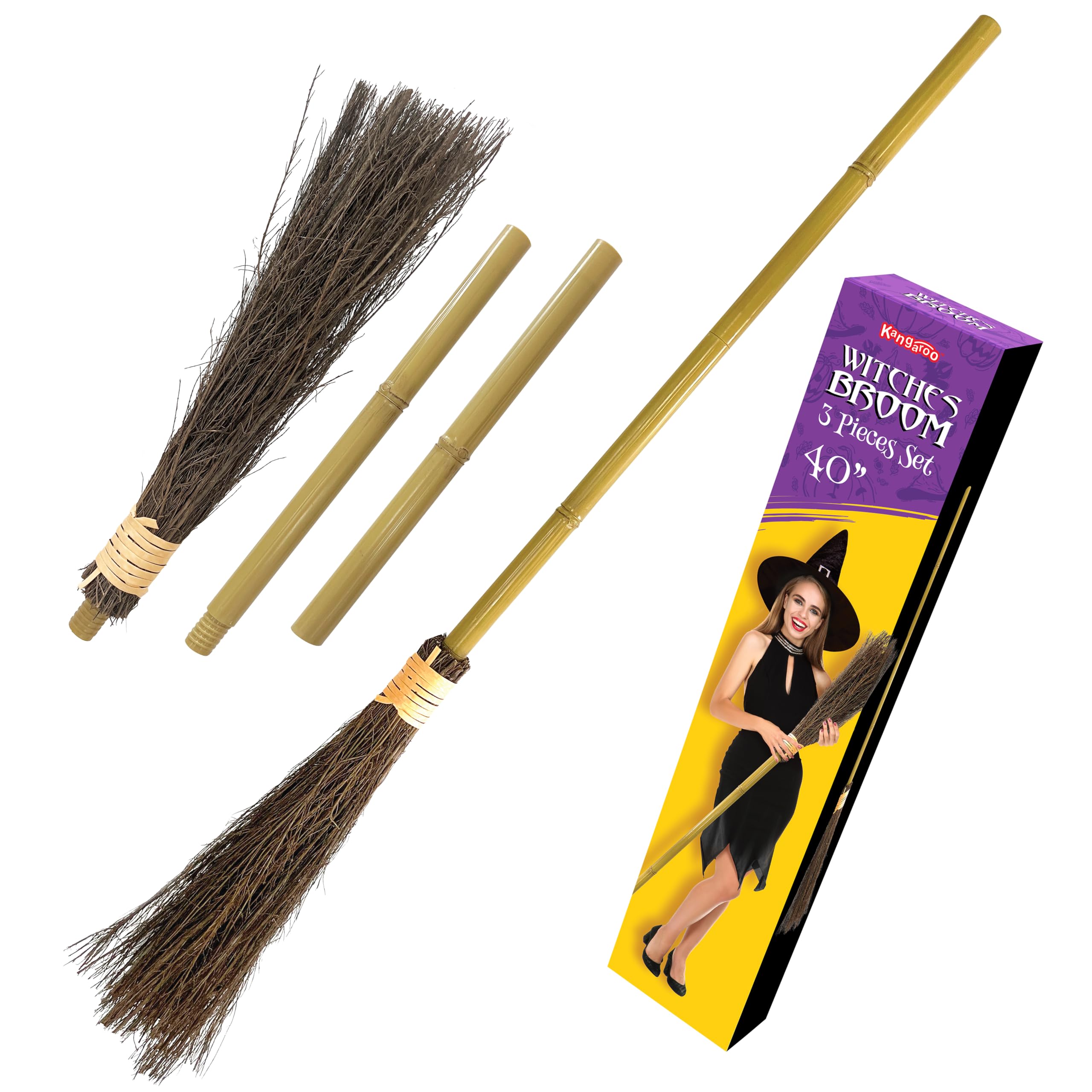 Kids Outdoor Broom - Кангуру 40-дюймовая бамбуковая метла ведьмы для