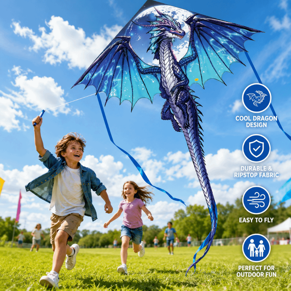 Воздушный змей «Синий дракон»  – обзор и цена Kite Easy Fly Kids