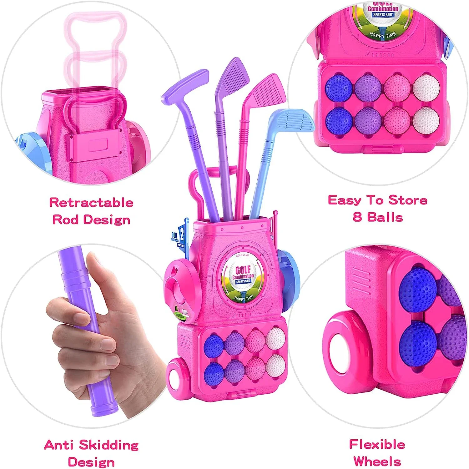 Розовый детский набор клюшек д – обзор и цена Kids Indoor Outdoor Cart