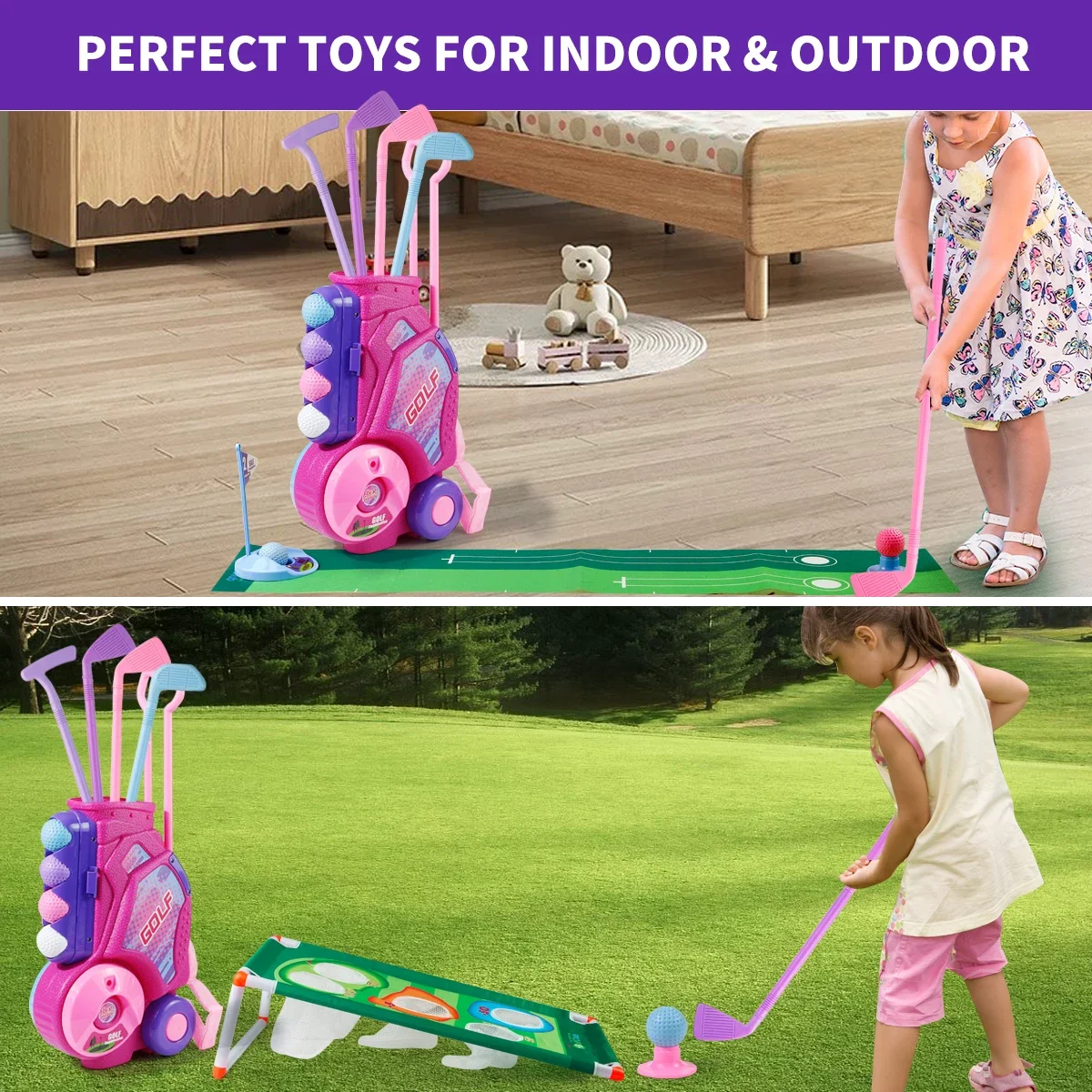 Набор для гольфа MQUDUO для де – обзор и цена Kids Indoor Outdoor Cart